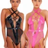 LI435, Vinyl Strappy Bodysuit By Roma
