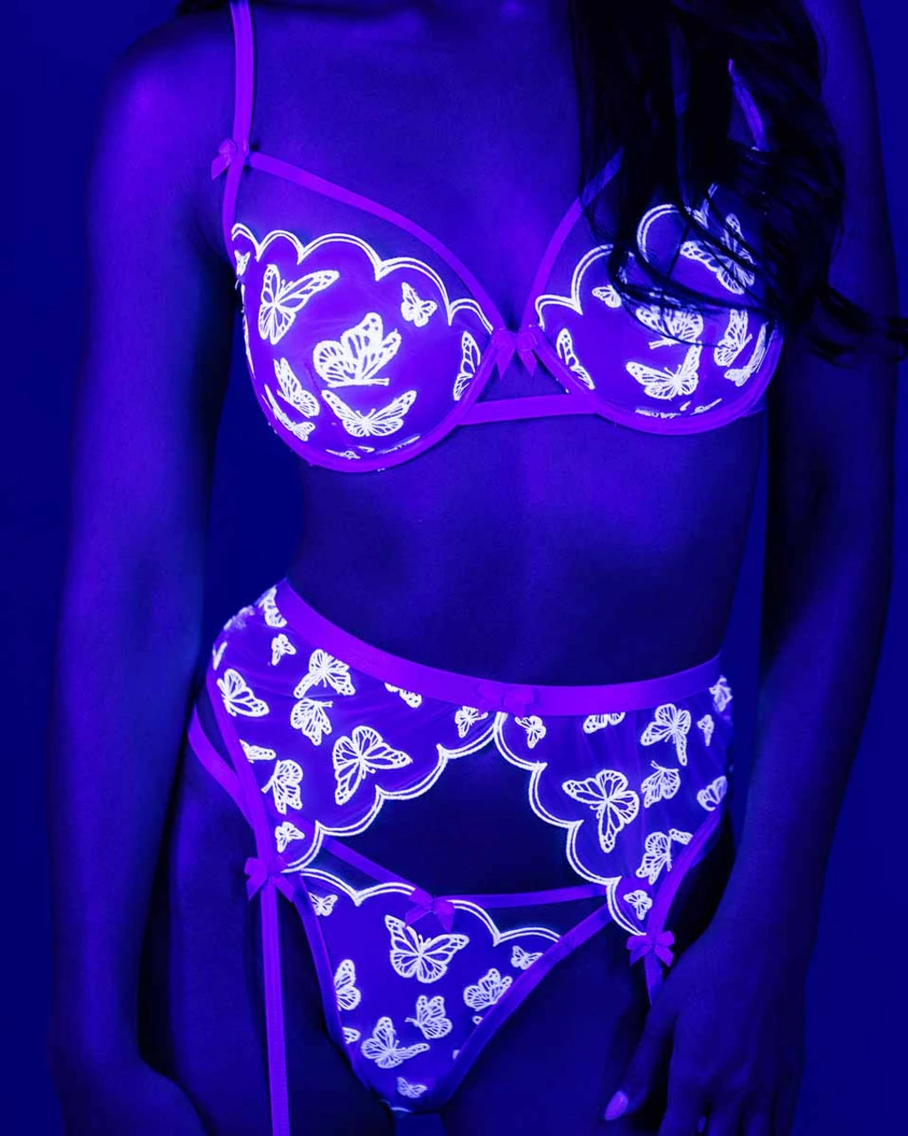 Roma R-LI604, Butterfly Glow Bra & Garter Belt Set 4 Roma R-LI604, Butterfly Glow Bra & Garter Belt Set - Image 2