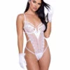 Roma R-LI608, Lace Heart Embroidered Teddy -Funky Lingerie Outlet LI608 93510.1702568422