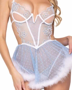 Roma R-LI630, Metallic Snowflake Babydoll -Funky Lingerie Outlet LI630 2 44005.1702562265