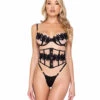 Roma R-LI648, Floral And Lace Trim Corset Set 1 Roma R-LI648, Floral And Lace Trim Corset Set -Funky Lingerie Outlet LI648 97672.1702566373