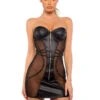 Roma R-LI703, Mesh And Leather Mini Dress -Funky Lingerie Outlet LI703 69614.1733327022