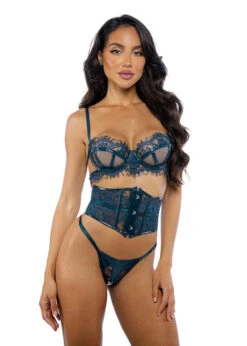 Roma R-LI706, 3pc Scallop Lace And Mesh Waspie Set