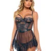 Roma R-LI707, Scallop Eyelash Lace Babydoll Set -Funky Lingerie Outlet LI707 11113.1733339822