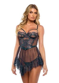 Roma R-LI707, Scallop Eyelash Lace Babydoll Set