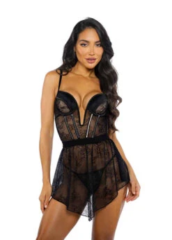 Roma R-LI714, Lace And Satin Garter Skirt Set