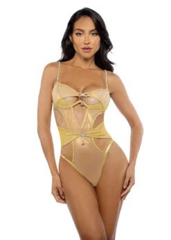Roma R-LI725, Shimmer Mesh Rhinestones Bow Accent Teddy