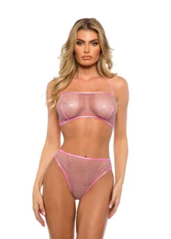 Roma R-LI754, Rhinestones Fishnet Top And Bottom -Funky Lingerie Outlet LI754 Pink 56195.1733326482