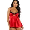 Roma R-LI758, Red Satin Babydoll -Funky Lingerie Outlet LI758 98909.1733294119