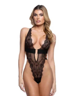 R-LI809, Lace Teddy By Roma -Funky Lingerie Outlet LI809 Blk 27325.1741801583