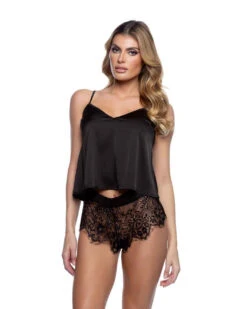 Roma LI824, Satin And Lace Camisole Set -Funky Lingerie Outlet LI824 Blk 79558.1741802631