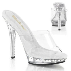 Lip-101LS, 5" Clear Platform With 1 Line Of Rhinestones
