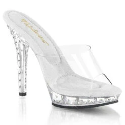 Lip-101SDT, 5" Clear Platform Slide With Rhinestones