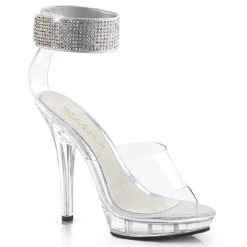 Lip-142, 5" Clear Sandal With Rhinestones Ankle Cuff