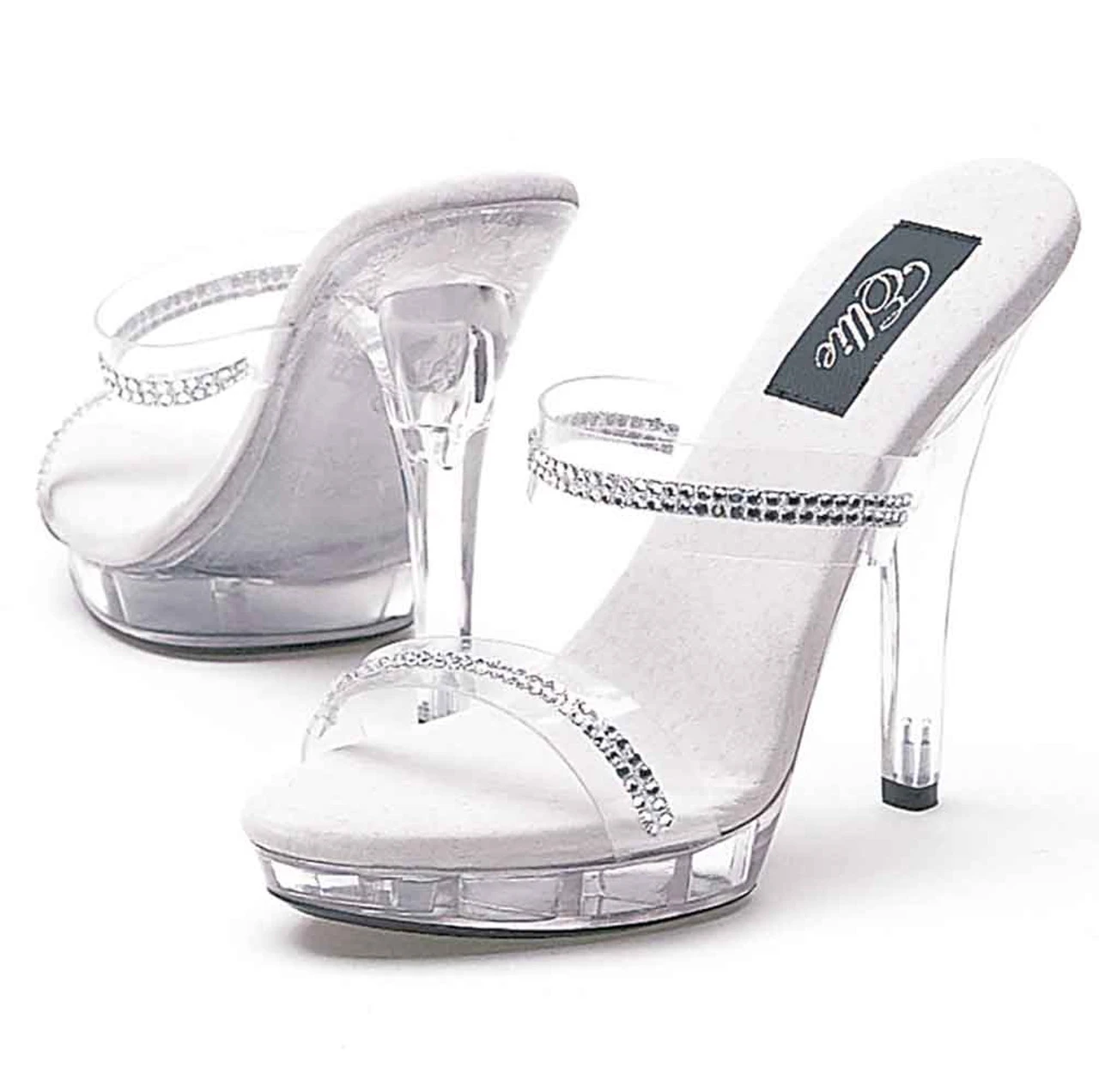 M-Loretta 5" Heel Dual Strap Clear Shoes CLEARANCE 3 M-Loretta 5" Heel Dual Strap Clear Shoes CLEARANCE