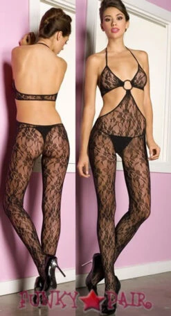 MUSIC LEGS ML-1438, O-Ring Accented BodyStocking