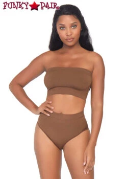 NK003, Bandeau Top And High Waist Bottom -Funky Lingerie Outlet NK003 01 Tan 37219.1556607834