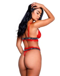 PBLI118, Playboy 2pc Lace Bralette Set -Funky Lingerie Outlet PBLI118 Red Back 03488.1738042354