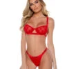 Playboy PBLI154, Red Bunny Bra And Thong Set