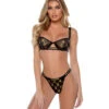 Playboy PBLI156, Foil Bunny Top And Thong Set