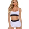 PBLI172,Playboy Bunny Lounge Crop Top Set 1 PBLI172,Playboy Bunny Lounge Crop Top Set -Funky Lingerie Outlet PBLI172 Wht 01082.1738036728