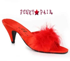 Kitten Heel Satin Maribou Slipper Phoebe -Funky Lingerie Outlet PHOEBE red 87967.1618288235