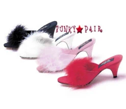 Kitten Heel Satin Maribou Slipper Phoebe