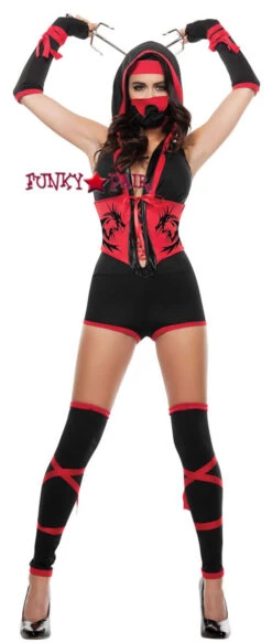 S4397, Red Dragon Ninja Romper Costume -Funky Lingerie Outlet S4397 F 30212.1409793345