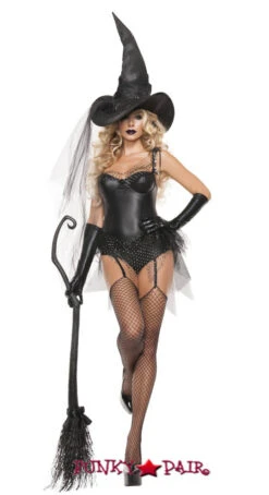 S5159, Black Spider Witch Romper Costume