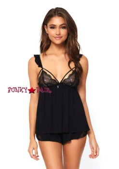 LEG AVENUE SE8889, Lace Cage Strap Cami With Boyshorts