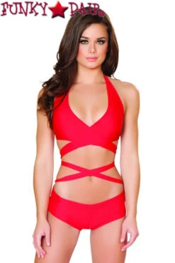 SF131, Shop Rave OutFits Halter And Short Set -Funky Lingerie Outlet SF131 RED INSET 2 21455.1592690998