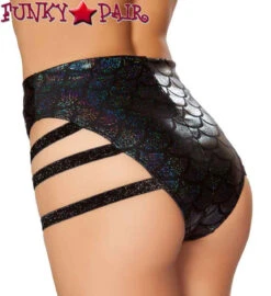 Roma SH3281, Rave Mermaid High Strapped Shorts -Funky Lingerie Outlet SH3281 Black Back 21174.1466532109.1200 49267.1639510370
