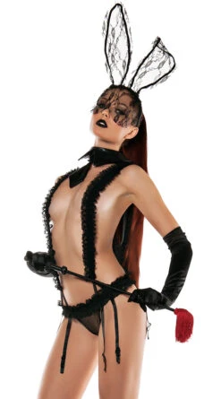 SL5010, Suspender Playsuit -Funky Lingerie Outlet SL5010 BLACK RUFFLE LACE SUSPENDER PLAYSUIT 1 L2015 47523.1674852534