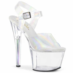 Pleaser | Sky-308N-RBH, Platform Ankle Strap With Rainbow Steel Platform Tubing