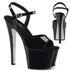 Pleaser | Sky-309CRS, 7 Inch Rhinestones Platform Ankle Strap Sandal