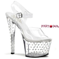 Pleaser | Stardust-708, 7 Inch Rhinestone Chrome Exotic Dancer Shoes -Funky Lingerie Outlet Stardust 708 c 67916.1611177988