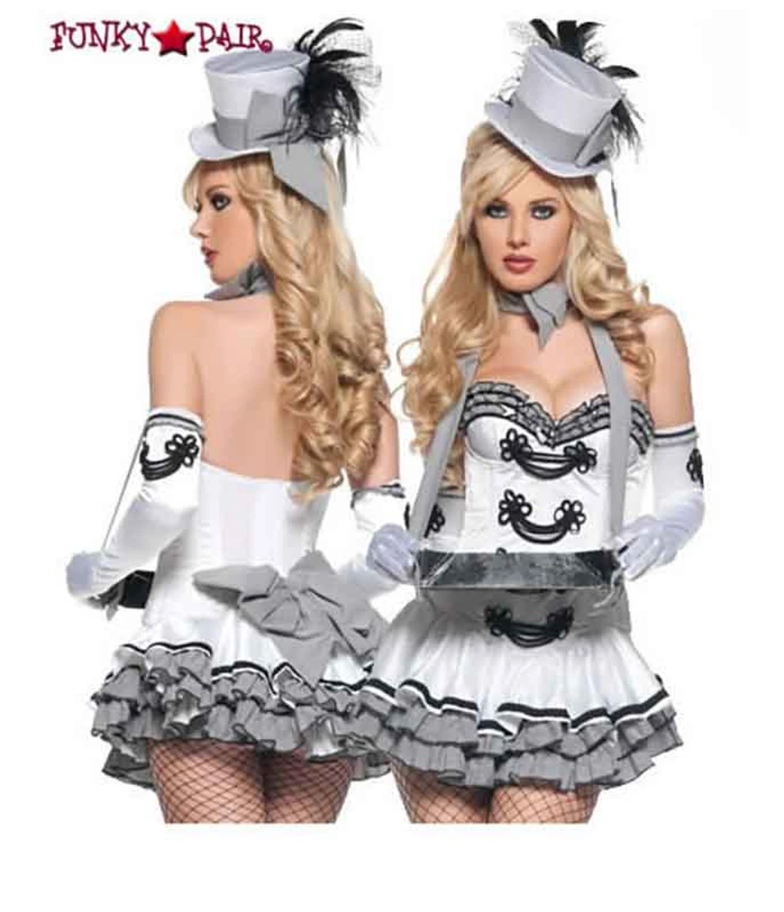 T0064, White Cigarette Girl Costume 4 T0064, White Cigarette Girl Costume - Image 2