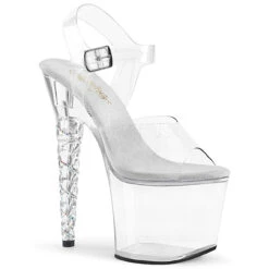 PLEASER Unicorn-708RSH, 7 Inch Unicorn Heel With Spiral Rhinestones