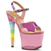 Pleaser | UNICORN-711T, 7 Inch Ombre Glitter Unicorn Heel Ankle Strap Sandal -Funky Lingerie Outlet UNICORN 711T 51477.1689096819