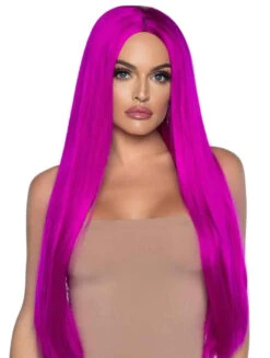 A2864, Long Black Straight Wig -Funky Lingerie Outlet a2864 Purple 10679.1696528683