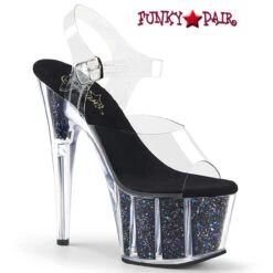 Pleaser Adore-708CG, 7 Inch Confetti Glitter Platform -Funky Lingerie Outlet adore 708cg cbg 54706.1595000898