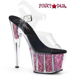 Pleaser Adore-708CG, 7 Inch Confetti Glitter Platform -Funky Lingerie Outlet adore 708cg cpng 56963.1595000885