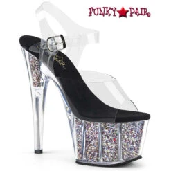 Pleaser Adore-708CG, 7 Inch Confetti Glitter Platform -Funky Lingerie Outlet adore 708cg csg 40580.1595000876