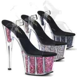 Pleaser Adore-708CG, 7 Inch Confetti Glitter Platform