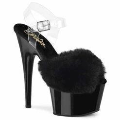 PLEASER ADORE-708FUR, 7" Fluffy Ankle Strap Platform Sandal -Funky Lingerie Outlet adore 708fur b 82086.1744299060