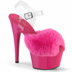 PLEASER ADORE-708FUR, 7" Fluffy Ankle Strap Platform Sandal