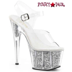 Pleaser | ADORE-708G, 7 Inch Glitter Exotic Dancer Shoes -Funky Lingerie Outlet adore 708g csgi 81384.1682354505