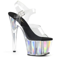 Pleaser | Adore-708HGI, 7 Inch Ankle Strap Platform With Holographic Insert