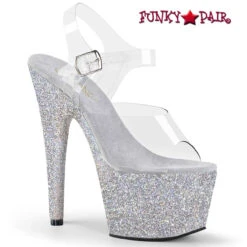 Pleaser | Adore-708HMG, 7 Inch Mini Glitter Platforms Sandal -Funky Lingerie Outlet adore 708hmg csg 43870.1654240762