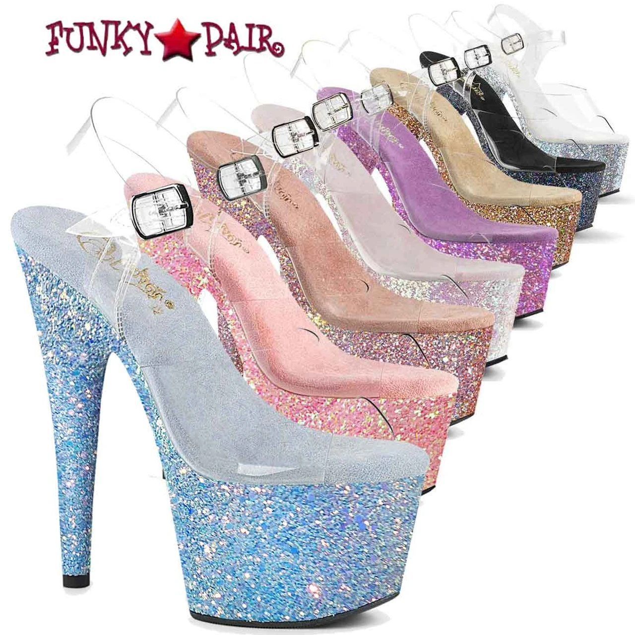 PLEASER Adore-708LG, 7 Inch Glitter POLE Dancing Heels 4 PLEASER Adore-708LG, 7 Inch Glitter POLE Dancing Heels - Image 2